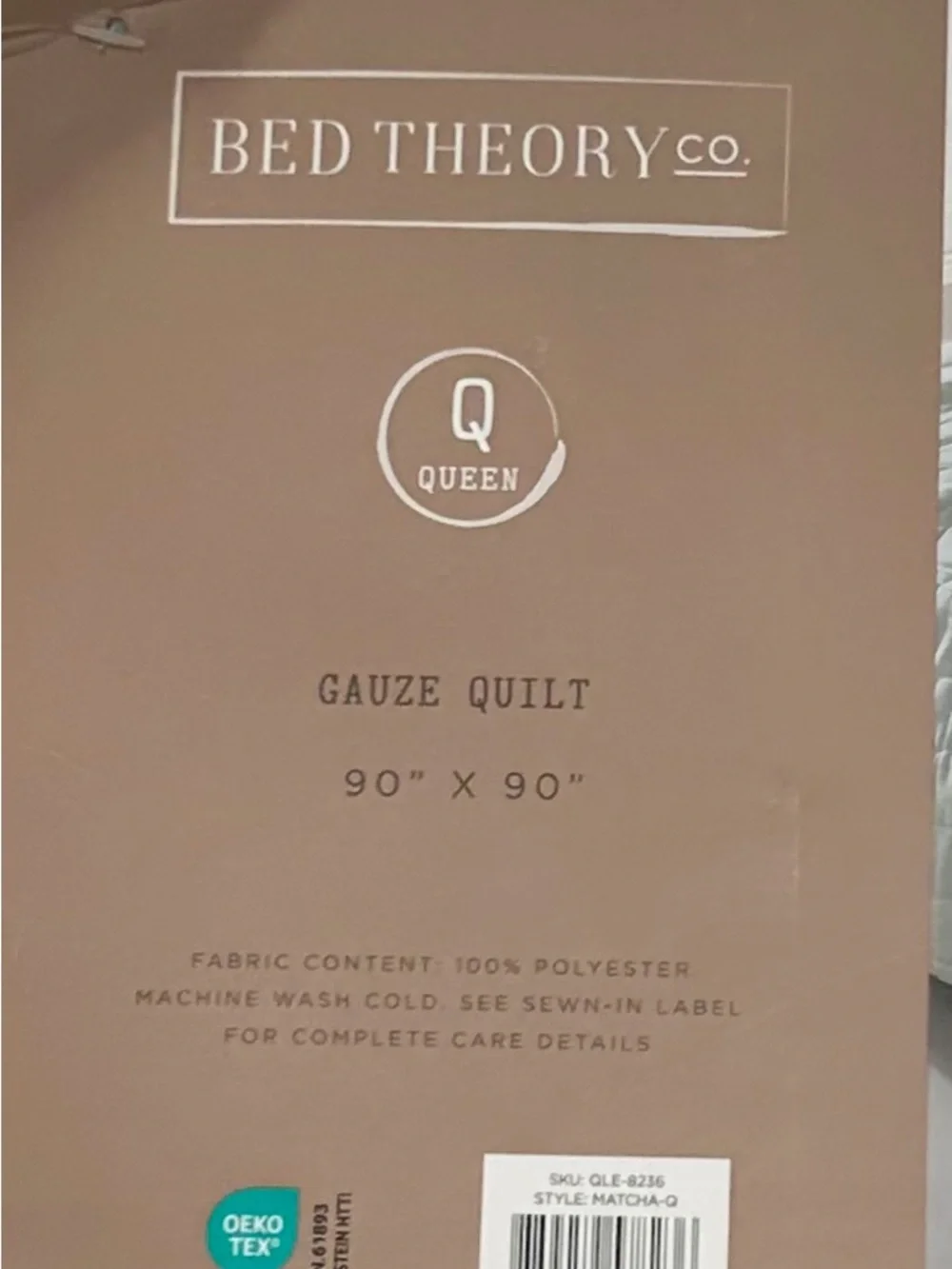 Bed Theory Gauze Matcha Green Queen Quilt 90”x90”